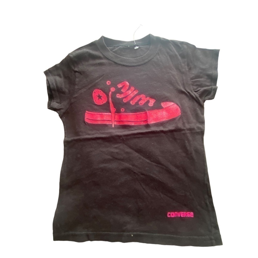 Converse black and hot pink Tshirt size small 8-10 years